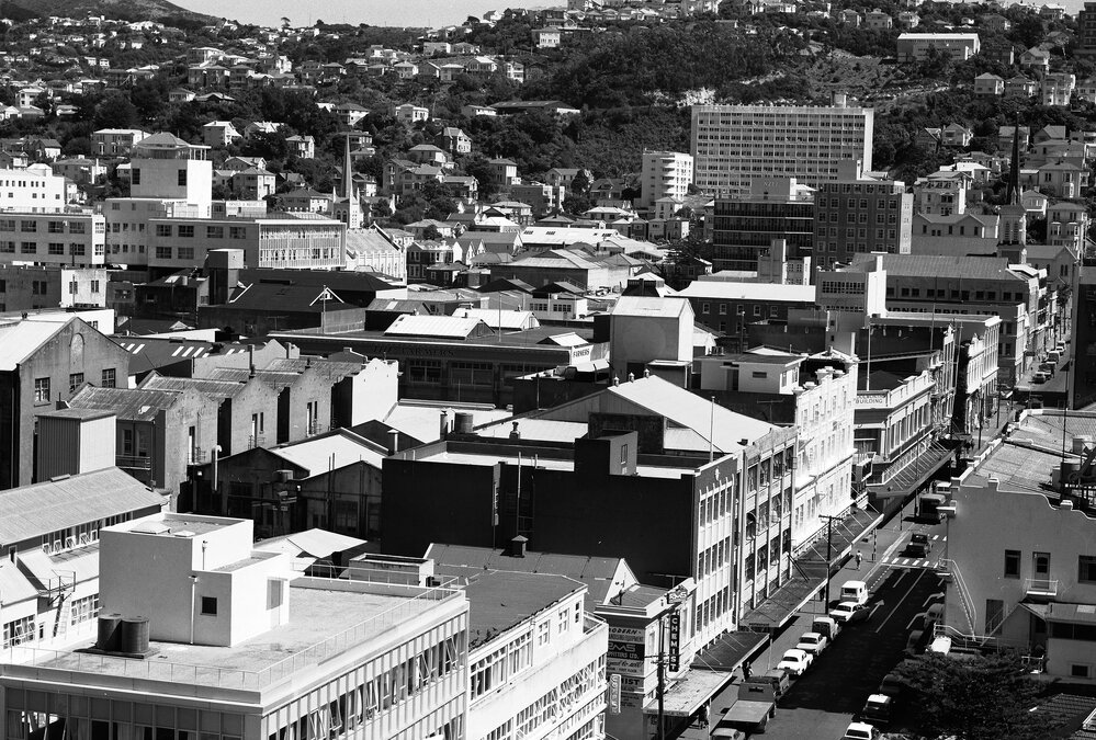[View from roof of Inland Revenue Department, showing Dixon Street, towards The Terrace, Wellington]