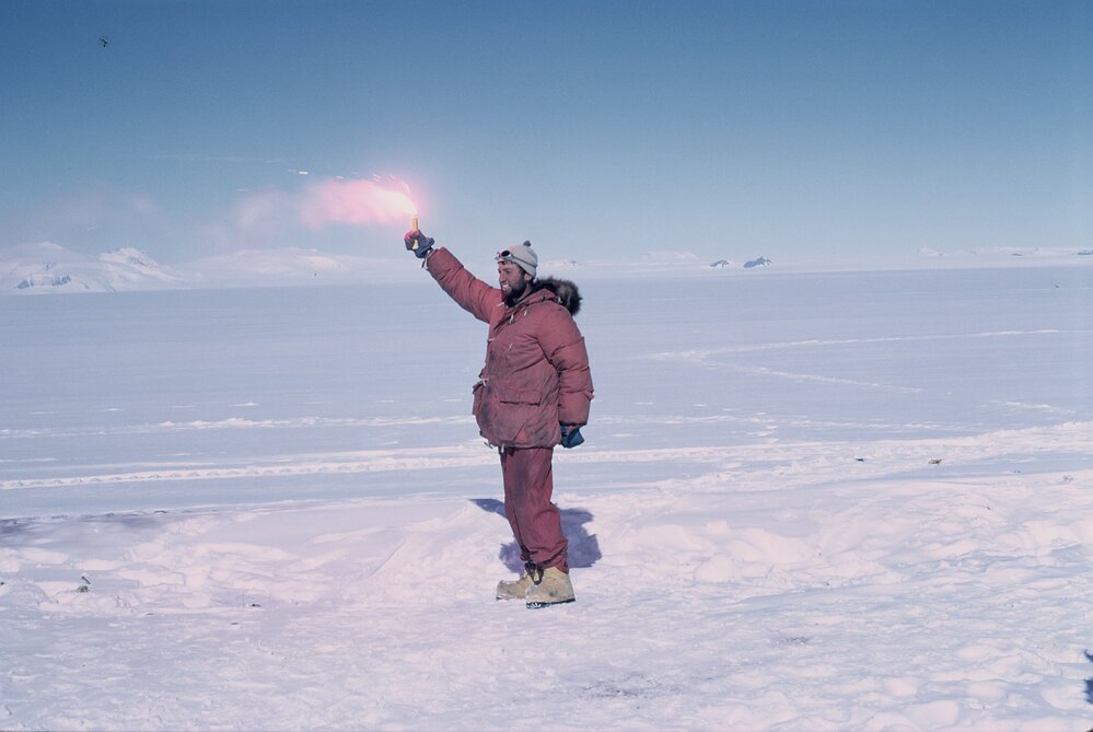 Letting off flare to signal aircraft &ndash; Skelton Neve