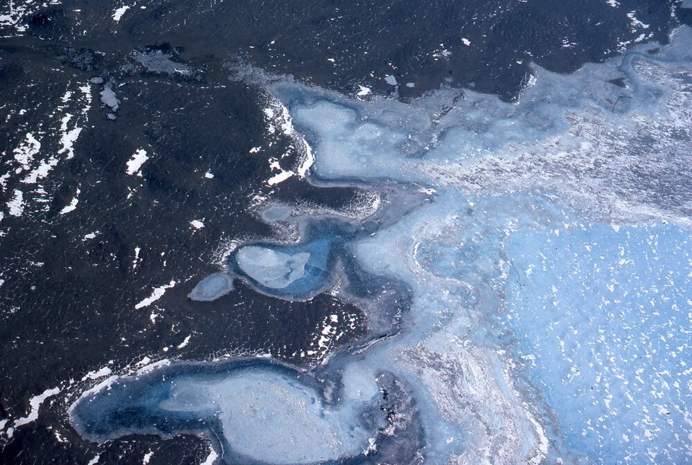 Meltwater pools, Lower Wright Glacier