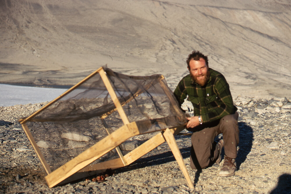 Jim Folwer and skua trap at Lake Vanda