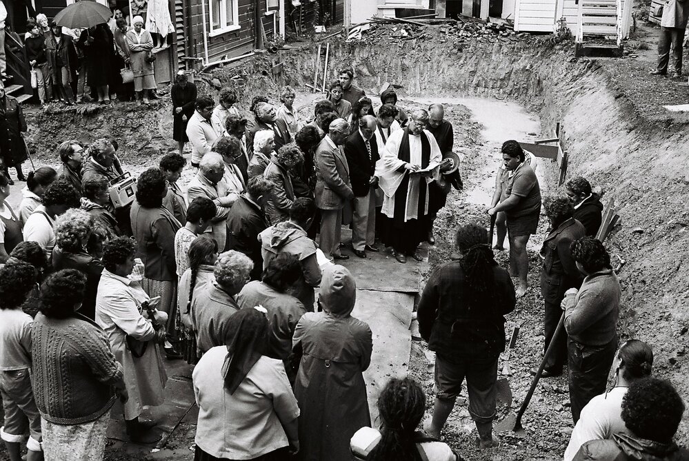 Ceremony for laying of the whatu or mauri brought by Ngāti Rangitane for the wharenui 