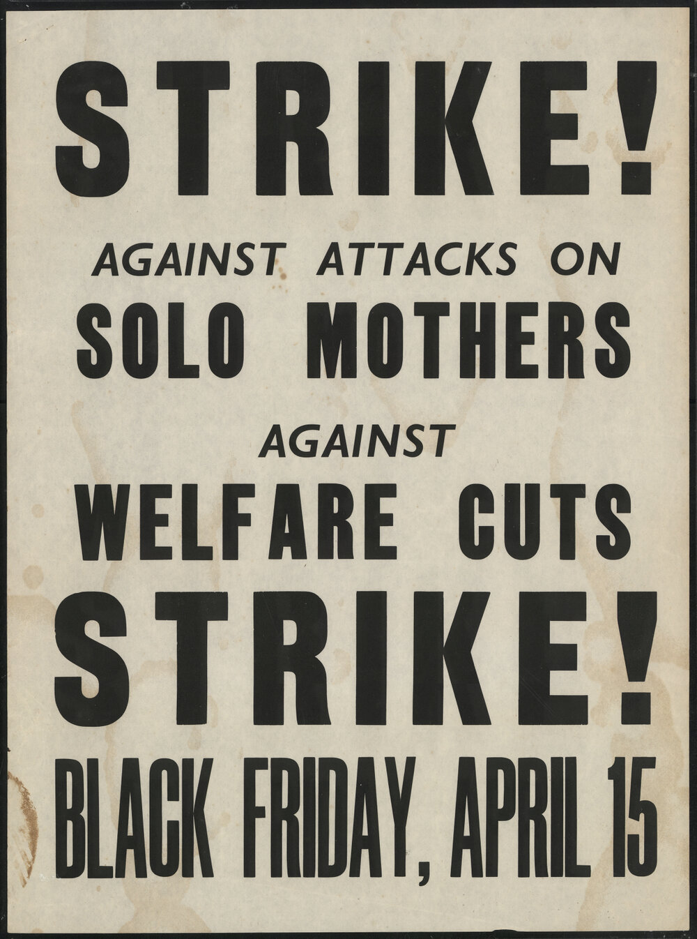 Strike! against attacks on solo mothers, against welfare cuts