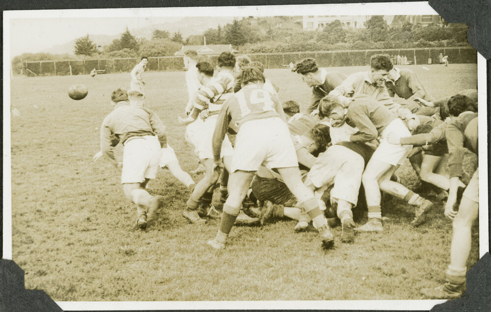Mid-scrum, Kelburn Keg 1949