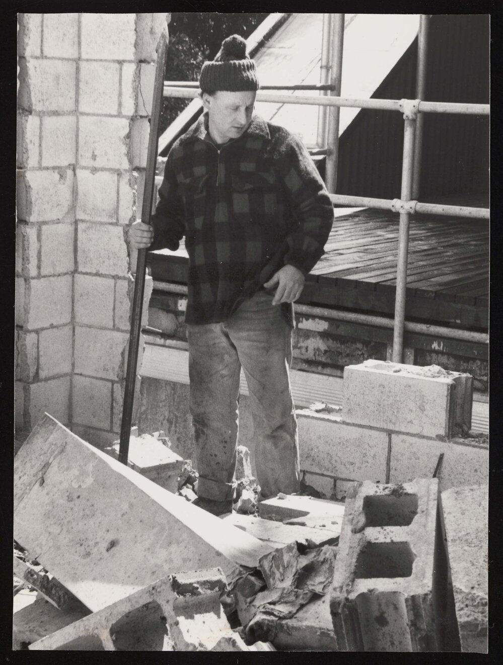 Electrician Brian Rowsend on the Von Zedlitz Theatres Block construction site