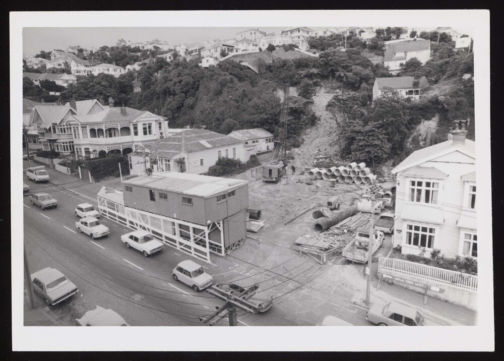 Construction site of the Von Zedlitz Building on Kelburn Parade