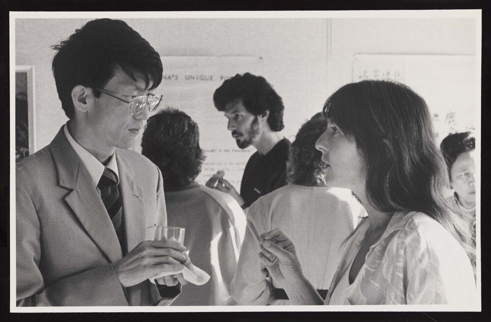 Mrs Janet Holmes speaks with a Chinese diplomat at the opening of the Asian Studies Seminar Room