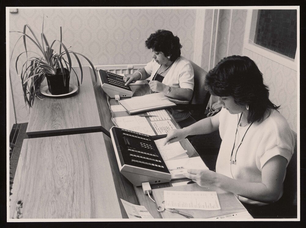 Sharon Lewis and Geraldine Simspon with the new PABX consoles