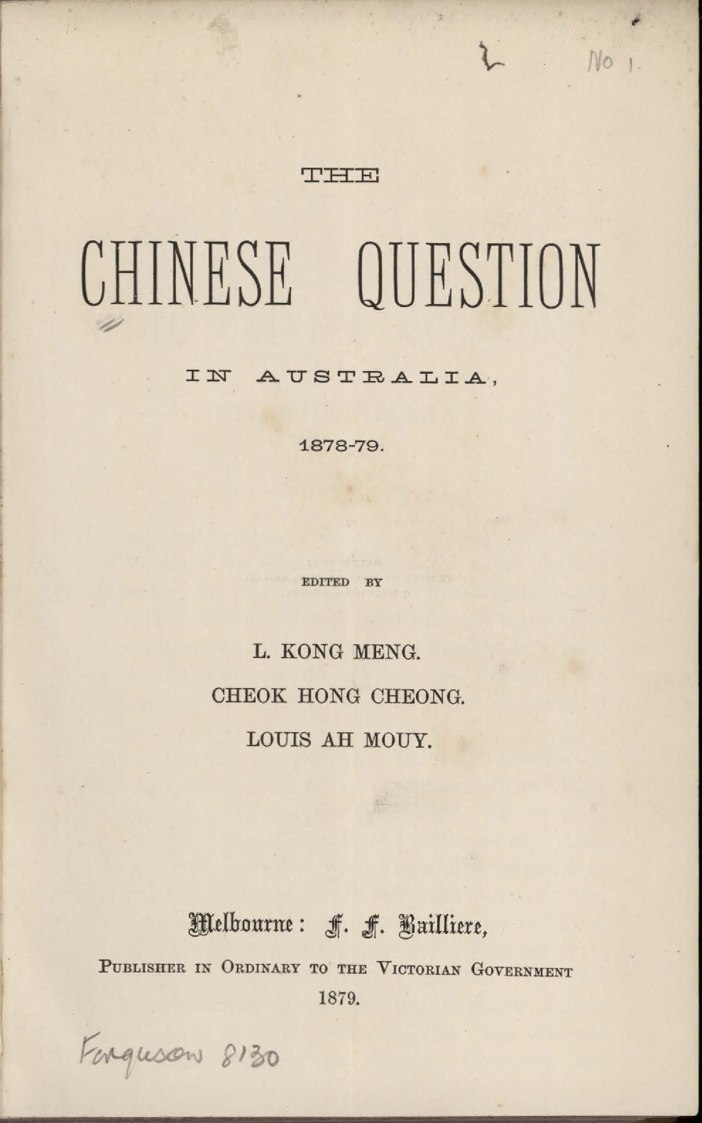 The Chinese Question in Australia