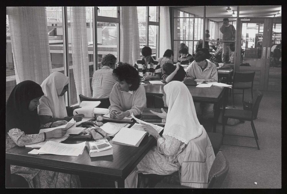 Students studying in the library