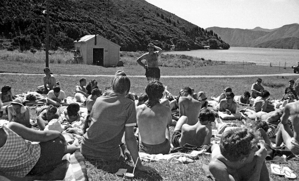 Outdoor lecture at the annual Student Congress at Curious Cove [1]