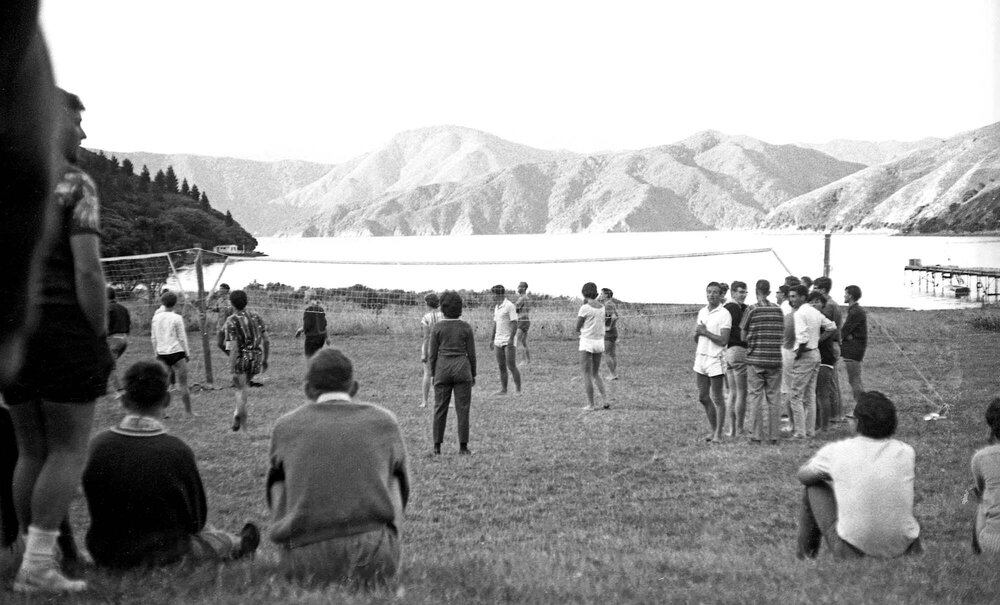 Volleyball game at annual Student Congress at Curious Cove