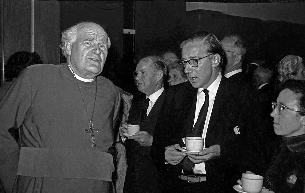 Canon Hugh Montefiore in discussion 