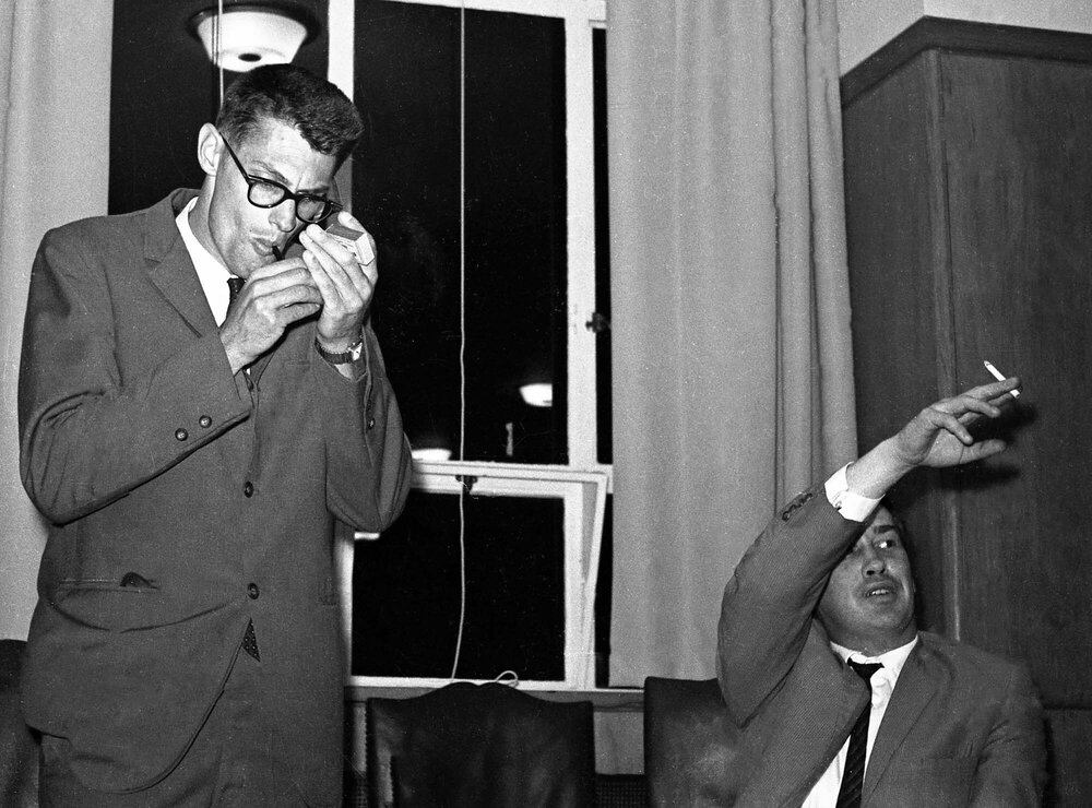 Two speakers at a guest lecture