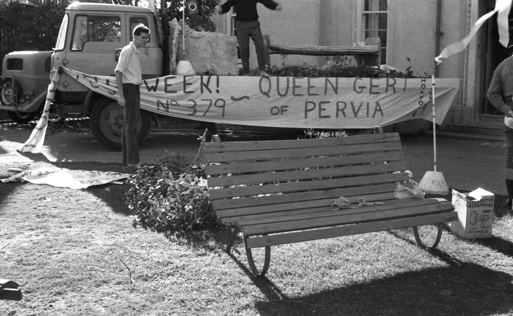 Weir House residents preparing a float for the capping week procession