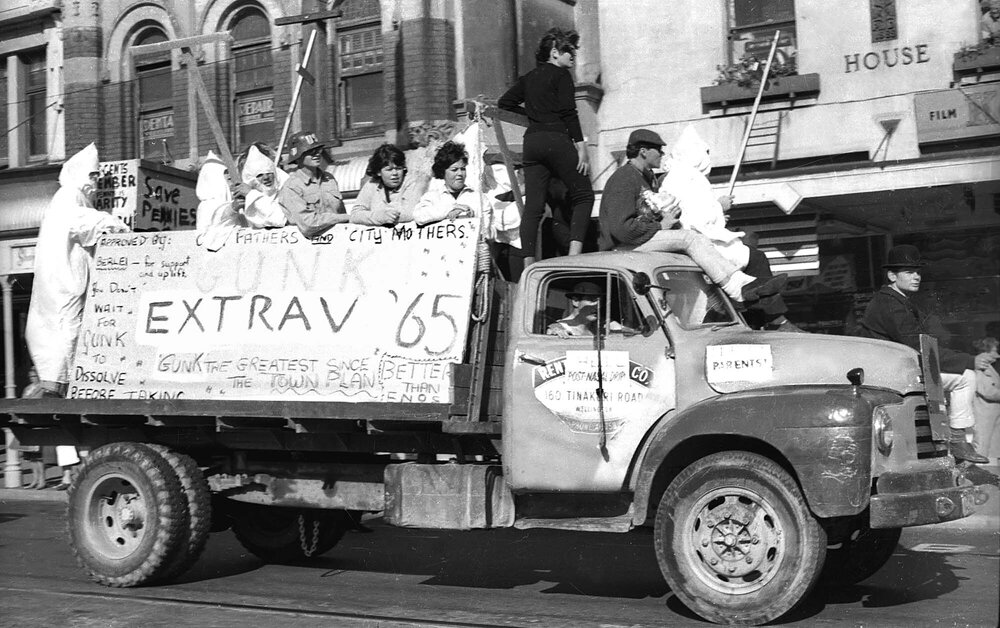 Extrav '65 float for the annual student procession through Wellington