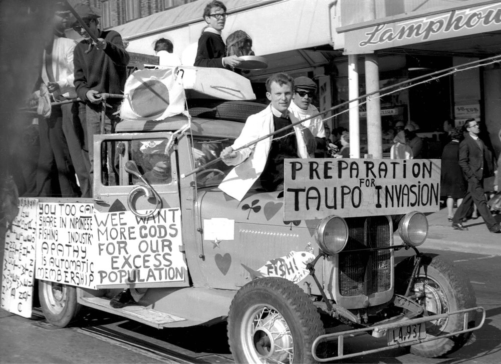 Fishing float for the annual student procession through Wellington