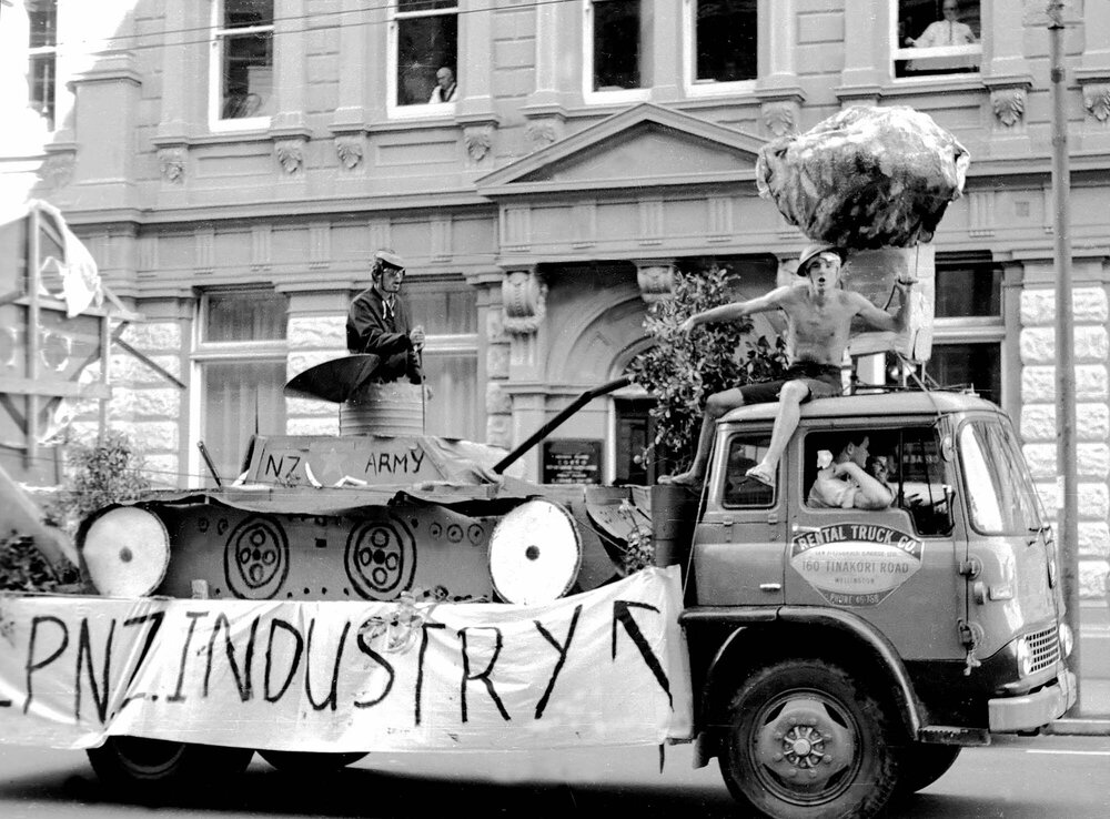 Army float for the annual student procession through Wellington
