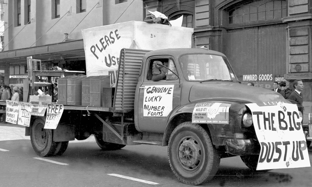 Truck in the annual student procession through Wellington