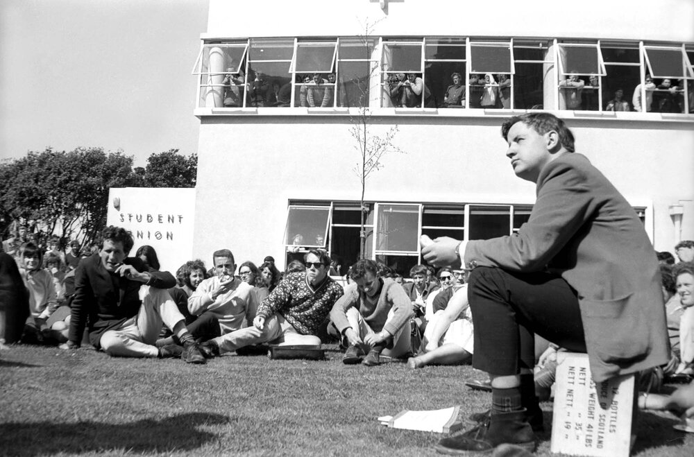 Tony Ashenden outside the Student Union Building at the weekly student forum