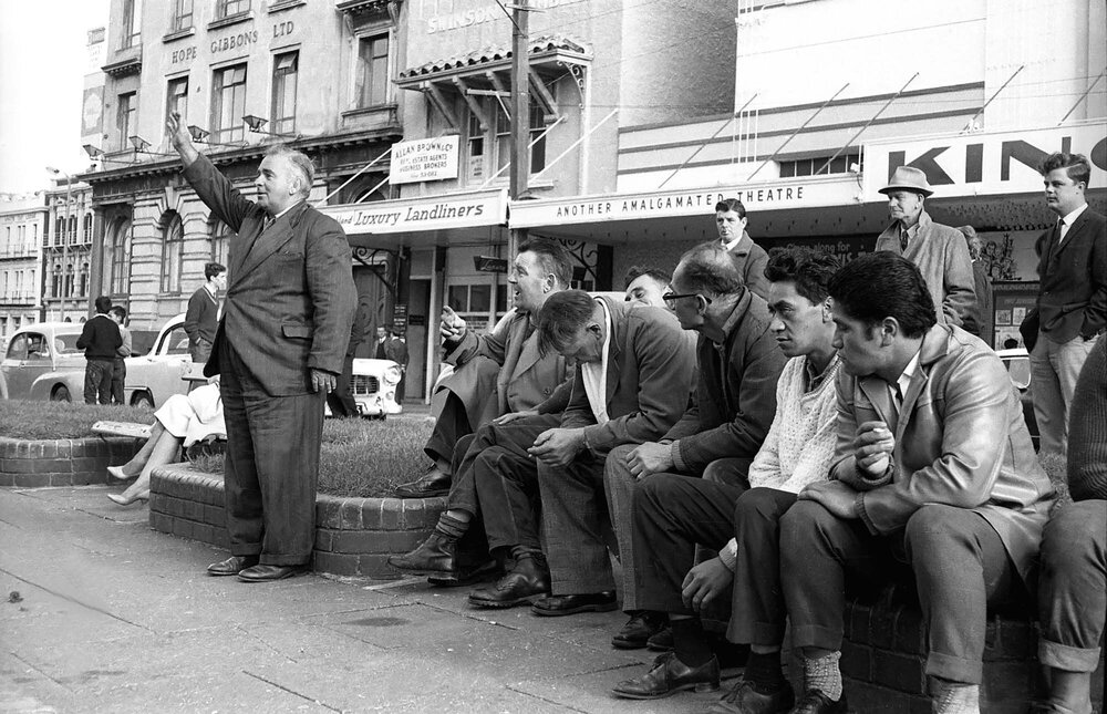 Crowd jeering at Sunday Missionary at Te Aro Park [1]