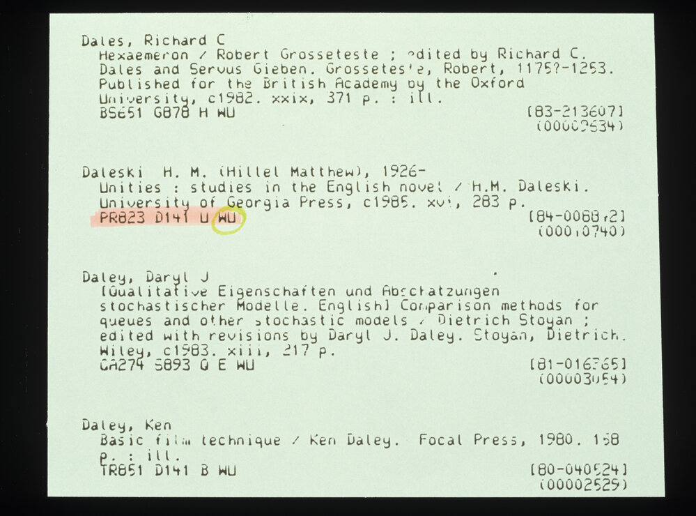 Slide 39 Card catalogue card