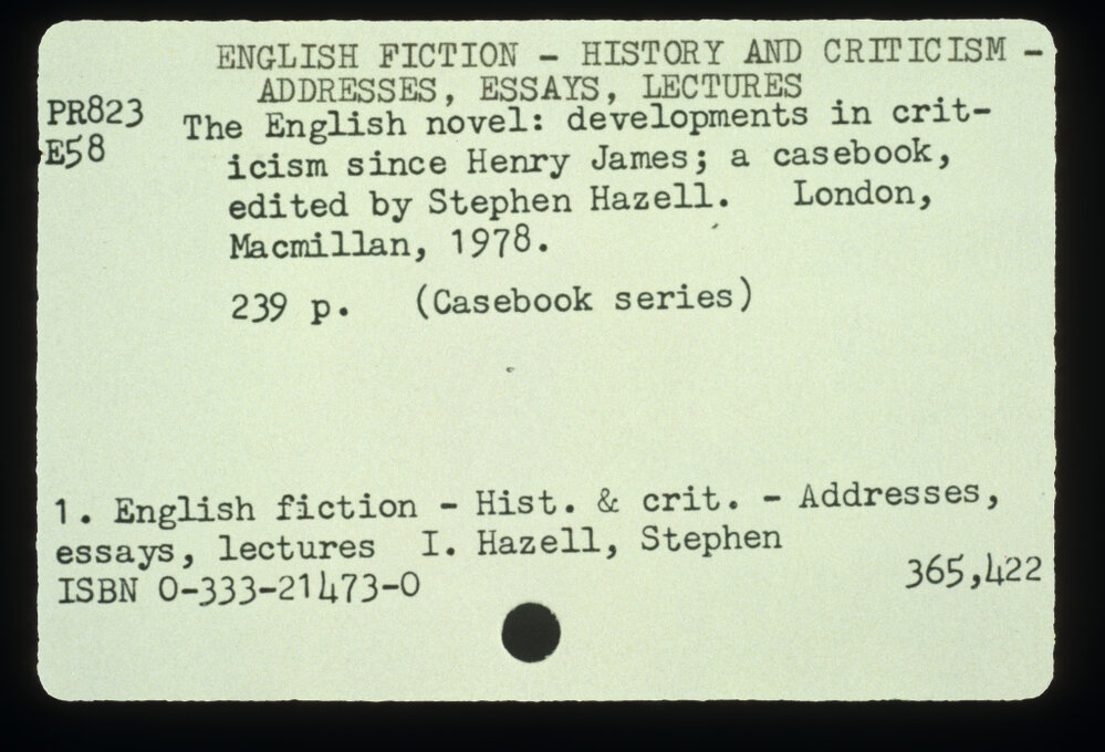 Slide 62 Catalogue card