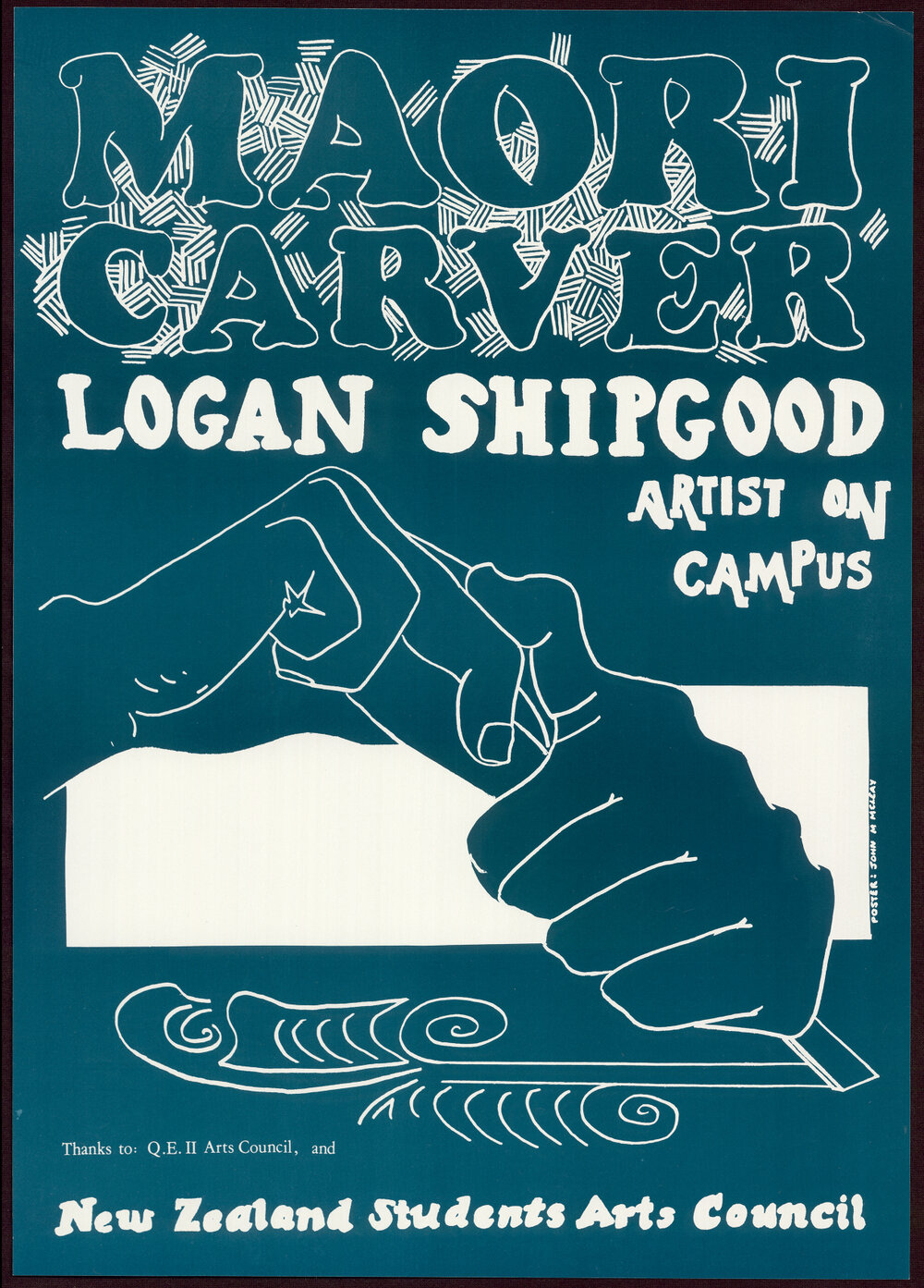 Maori carver Logan Shipgood Artist on Campus.