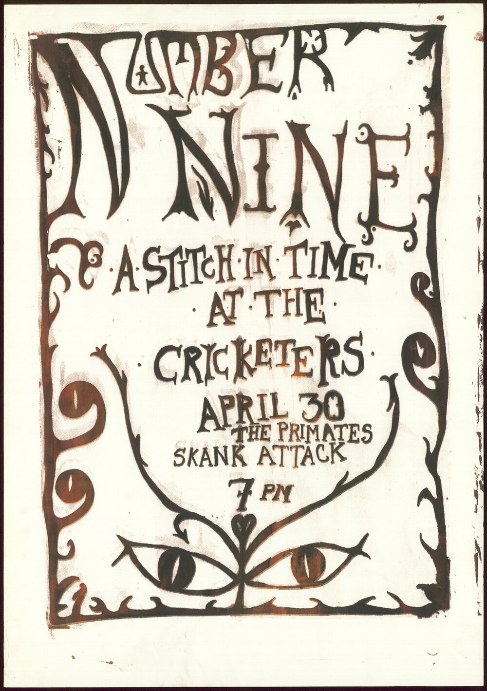 Number Nine, A Stinch in Time at the Cricketers April 30.