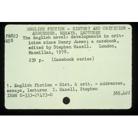 Slide 62 Catalogue card