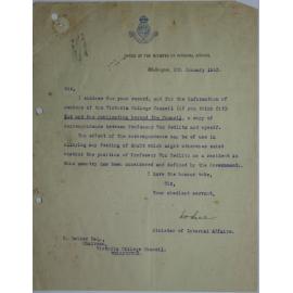 Letter to H. Ostler from H.D. Bell. 8th January 1915