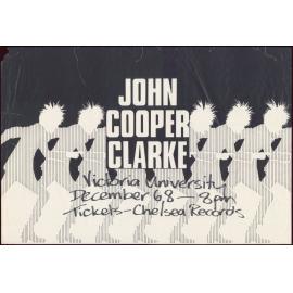 John Cooper Clarke, Victoria University, December 6,8.