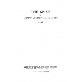 The Spike or Victoria University College Review 1933