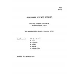 Report on Victoria University of Wellington Antarctic Expedition 1991-92