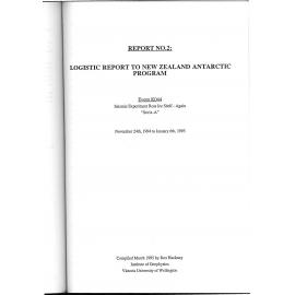 Report on Victoria University of Wellington Antarctic Expedition 1994-95
