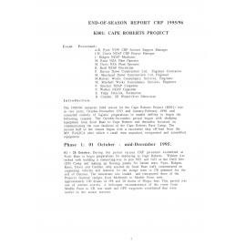 Report on Victoria University of Wellington Antarctic Expedition 1995-96