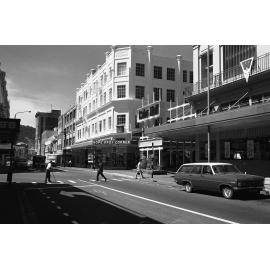 [Dixon Street and Cuba Street Crossing, Wellington, showing Hope Brothers Corner, Crown Buildings, and beginning of Cuba Mall]