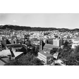 [St. Mary of the Angels church, Boulcott Street, with other Wellington buildings]