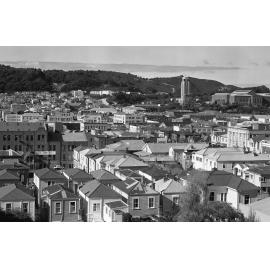 [View from roof of Dental Clinic, Willis Street, Wellington, looking east towards Basin Reserve, Wellington]