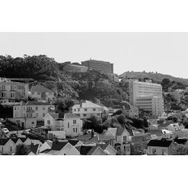[View from roof of Dental Clinic, Willis Street, Wellington, showing Victoria University of Wellington and Rankine Brown building]