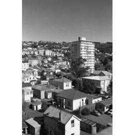 [View from roof of Dental Clinic, Willis Street, Wellington, top end of Willis Street, looking towards Aston Towers]