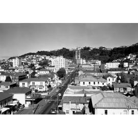 [View from roof of Dental Clinic, Willis Street, Wellington, top end of Willis Street, looking towards Brooklyn, top of Willis Street, Wellington]