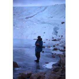 Warwick Prebble on the ice below South Glacier