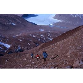 Sliding back down the scree