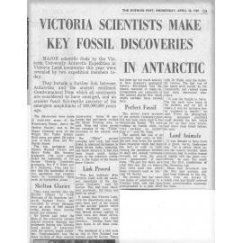 Evening Post newspaper article April 1969 – fossil fish