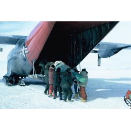 Loading C-130 on Skelton Neve at end of field season