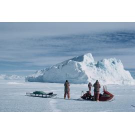Trial run with toboggans on sea ice around Ross Island