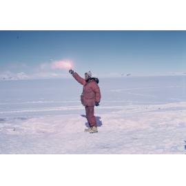 Letting off flare to signal aircraft – Skelton Neve