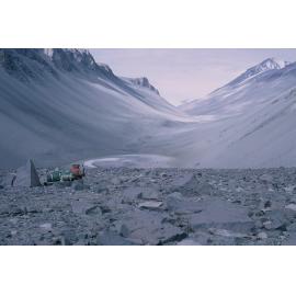 South fork, Wright Valley, view down to Don Juan Pond (saline) and beyond