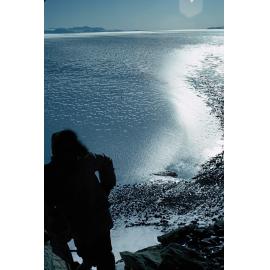 Hiking in the Boomerang Range – mid background note camp on ice – Skelton Glacier