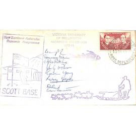 Scott Base envelope with Ross Dependency stamps and signatures